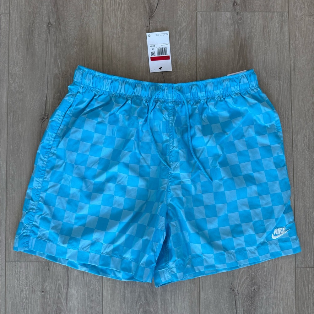 Nike men’s club flow shorts checkered blue NWT L